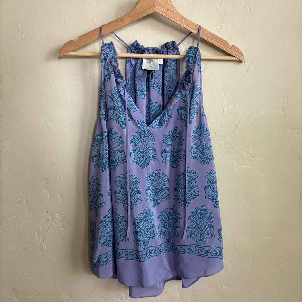 Anthropologie HD in Paris Sleeveless Blouse, 100% Silk, Size 0